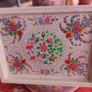 Hand-Painted Kashmiri Papier Mâché Serving Tray