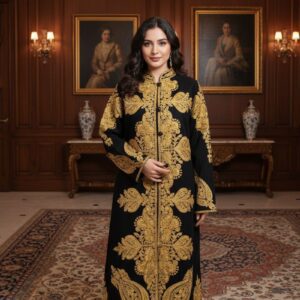 Pure Wool Long Coat with Kashmiri Ari Embroidery