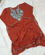 Beautiful Aari Work Pheran in Cashmilon Rose Colour
