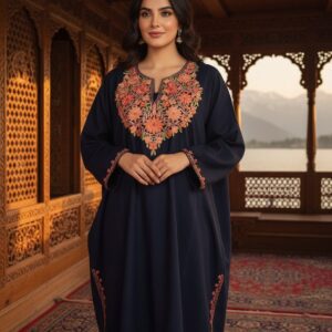 Beautiful Aari Work Pheran in Cashmilon Purple Colour