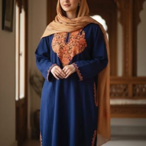 Beautiful Aari Work Pheran in Cashmilon Fabric