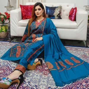 Heavy Cashmilon Phiran Set (3-Piece) with Machine Sozni Work