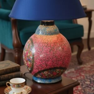 Kashmir Papier Mache Bedside Lamp with Shade Small Size