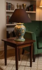 Kashmir Papier Mache Bedside Lamp with Shade Small Size