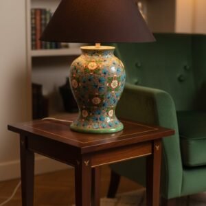 Kashmir Papier Mache Bedside Lamp with Shade Small Size