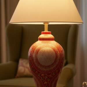 Kashmir Papier Mache Bedside Lamp with Shade