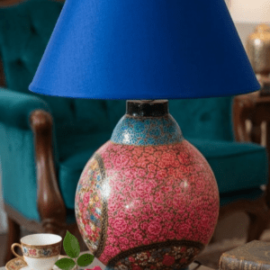 Kashmir Papier Mache Bedside Lamp with Shade Small Size