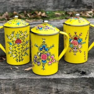 Hand-Painted Kashmiri Papier-Mâché Water Jug with Precision Lid