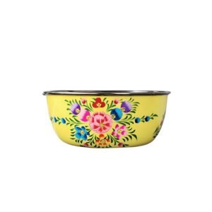 Kashmiri Papier Mache craft on Steel Fruit Bowl