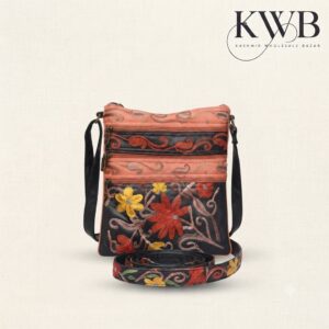 Premium Kashmiri Aari Embroidered Multi-Pocket Sling Bag
