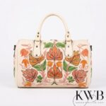 Premium Kashmiri Aari Embroidered Duffle Bag - Cream
