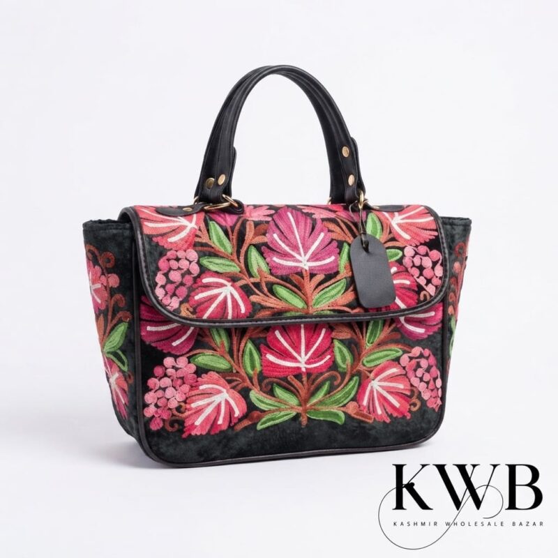 Ariwork-premium-bag(76) Premium Kashmiri Aari Embroidered Velvet Handbag