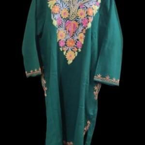 Ari Work Ladies Woollen Pheran in Dark Green Colour