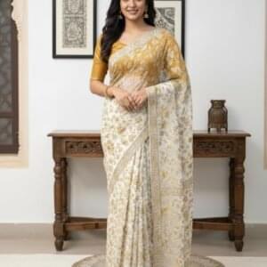 Hand Embroidered Kashmiri Sarees #2