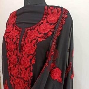 Kashmiri 3-Piece Georgette Suit in Black