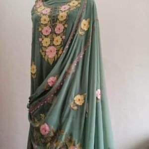 Kashmiri 3-Piece Georgette Suit Ocean Green