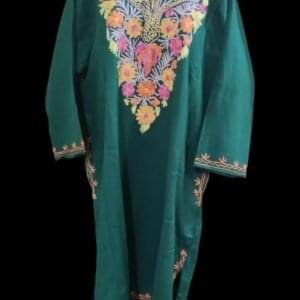 Ari Work Ladies Woollen Pheran in Dark Green Colour