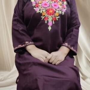 Ari Work Ladies Woollen Pheran in Purple Colour