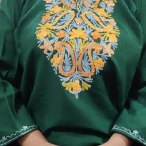 Ari Work Ladies Woollen Pheran in Deep Green Colour