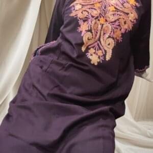 Ari Work Ladies Woollen Pheran in Dark Brown Color