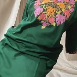 Ari Work Ladies Woollen Pheran in Mint Green Colour