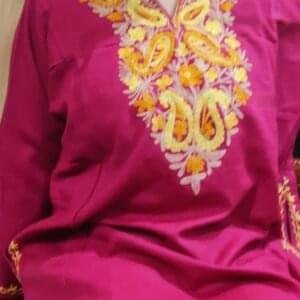 Ari Work Ladies Woollen Pheran in Dark Pink Colour