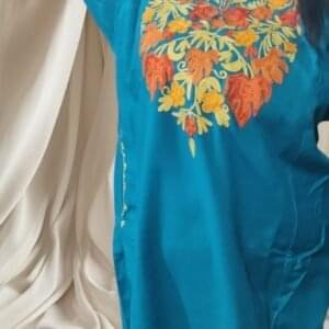 Ari Work Ladies Woollen Pheran in Capri Blue Colour