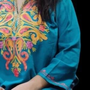 Ari Work Ladies Woollen Pheran in Blue Colour