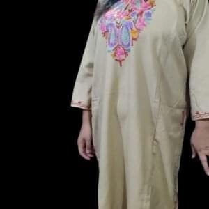 Ari Work Ladies Woollen Pheran in Beige Colour