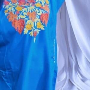 Ari Work Ladies Woollen Pheran in Parrot Blue Colour