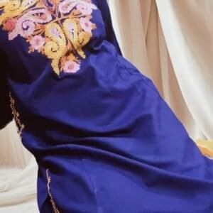 Ari Work Ladies Woollen Pheran in Prussian Blue Colour