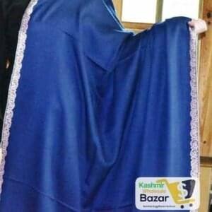 Semi Pashmina Kashmiri Shawl Blue, Thin Border Embroidery