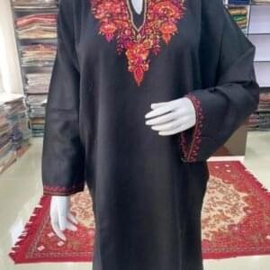 Sozni Work Ladies Woollen Pheran in Black Color