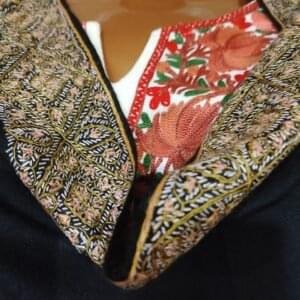 Pashmina Kashmiri Shawl in Black, Thin Border Embroidery