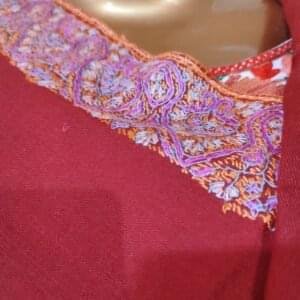 Semi Pashmina Kashmiri Shawl Red, Border Embroidery