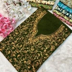 2 Piece Kashmiri Ariwork Crush Cotton Suit #35