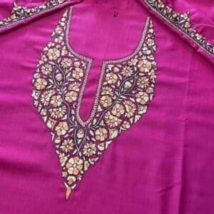 2pc Hand Paper-Mache Sozni Work Ruby Cotton un-stitched coord sets