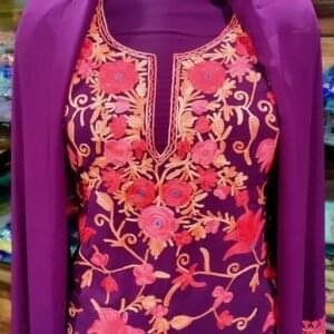 3 pc Aari Work Jamawar Georgette Suit