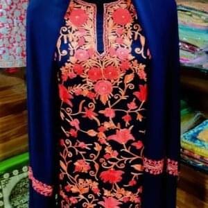 3 pc Aari Work Jamawar Georgette Suit in Blue