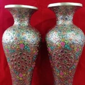 Embossed Floral Design Papier Mache Vase Wholesale 2 Pairs