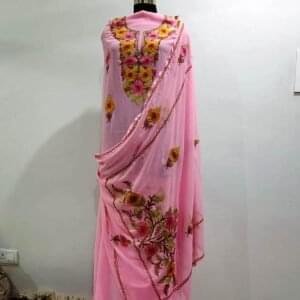 Kashmiri 3-Piece Georgette Suit Pink Color