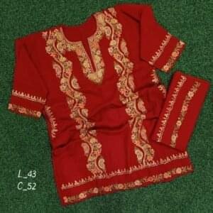Sozni Work Ladies Woollen Pheran with Stole in Red Color