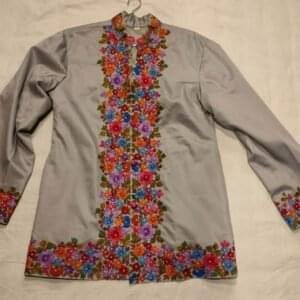 Kashmiri Short Jacket with Floral Work in Fawn