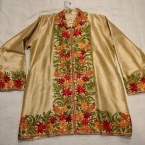 Kashmiri Short Jacket with Floral Work in Golden