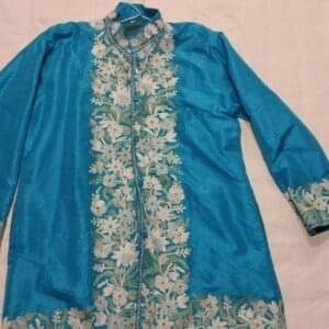 Kashmiri Short Jacket with Floral Work in Blue