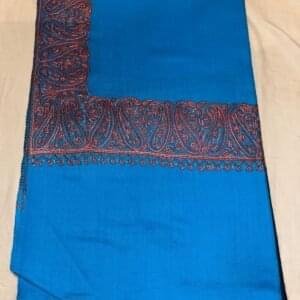 Semi Pashmina Shawl with Doordar Embroidery Work in Sky Blue Colour