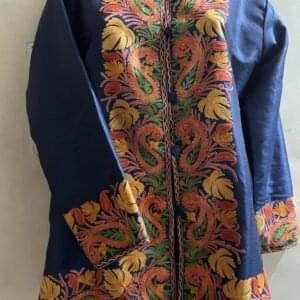 Kashmiri Short Jacket with Floral Work in Silk