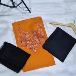 Premium Unstitched Ruby Cotton Suits with Elegant Tilla Work