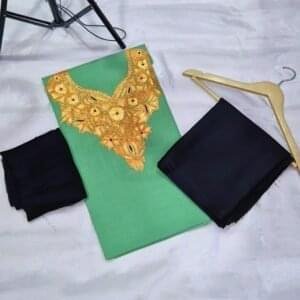 Premium Unstitched Ruby Cotton Suits with Elegant Tilla Work #4