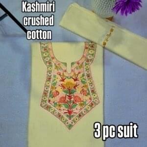 Crush Cotton 3-Piece Suit with Neat Aari & Tilla Work